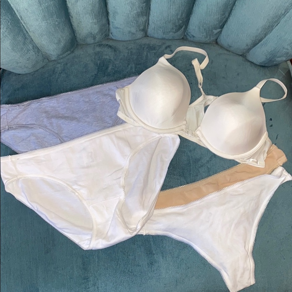 Bundle of 4 undies and white CK bra